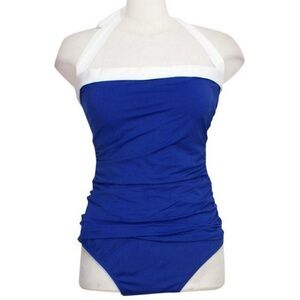 Ralph Lauren Royal Blue and White One-Piece Swimsuit